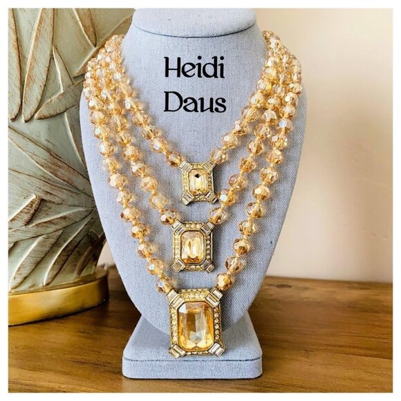 💜 Heidi Daus Estate Splendor Golden Shadow 3-Strand Statement Necklace - Picture 1 of 7